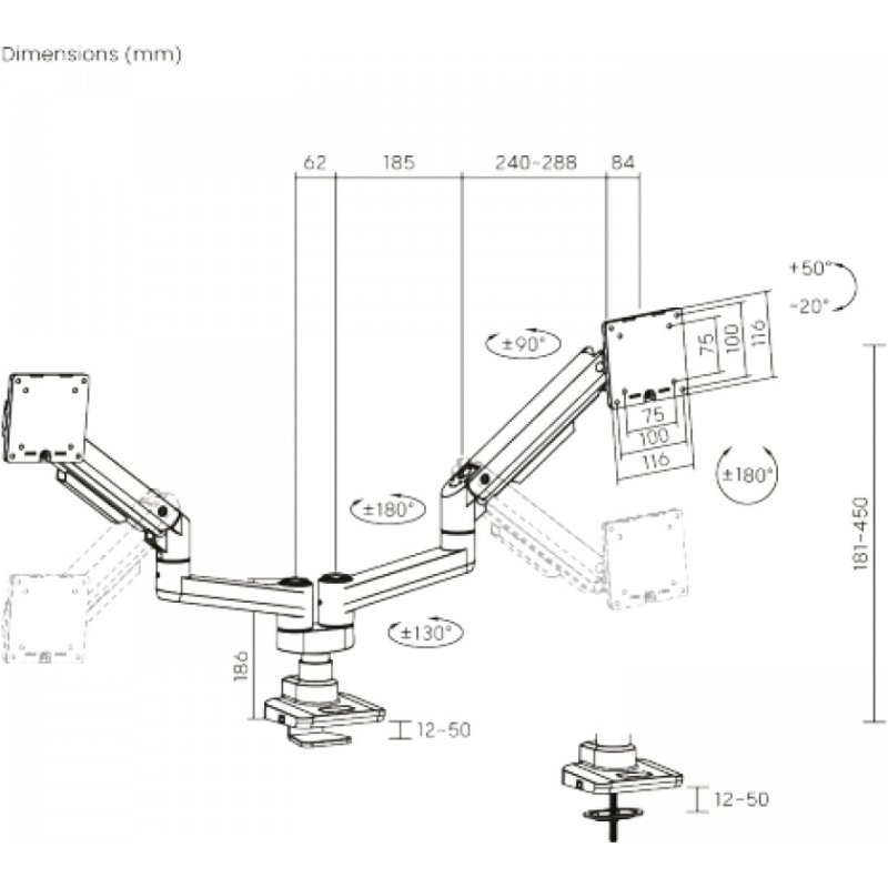 MCL MS3A99ASBA2E3520N support d'écran plat pour bureau 88,9 cm (35