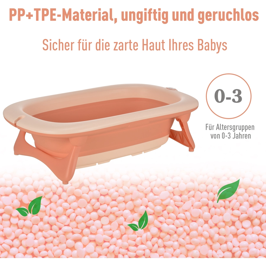 HOMCOM Ergonomische Babybadewanne zum zusammenklappen rosa