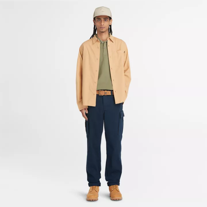 Pantalon cargo en sergé pour homme en bleu marine