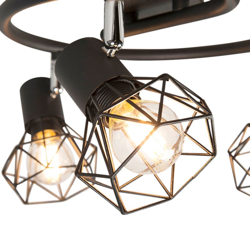 Art deco spot zwart draai- en kantelbaar 3-lichts - Mosh