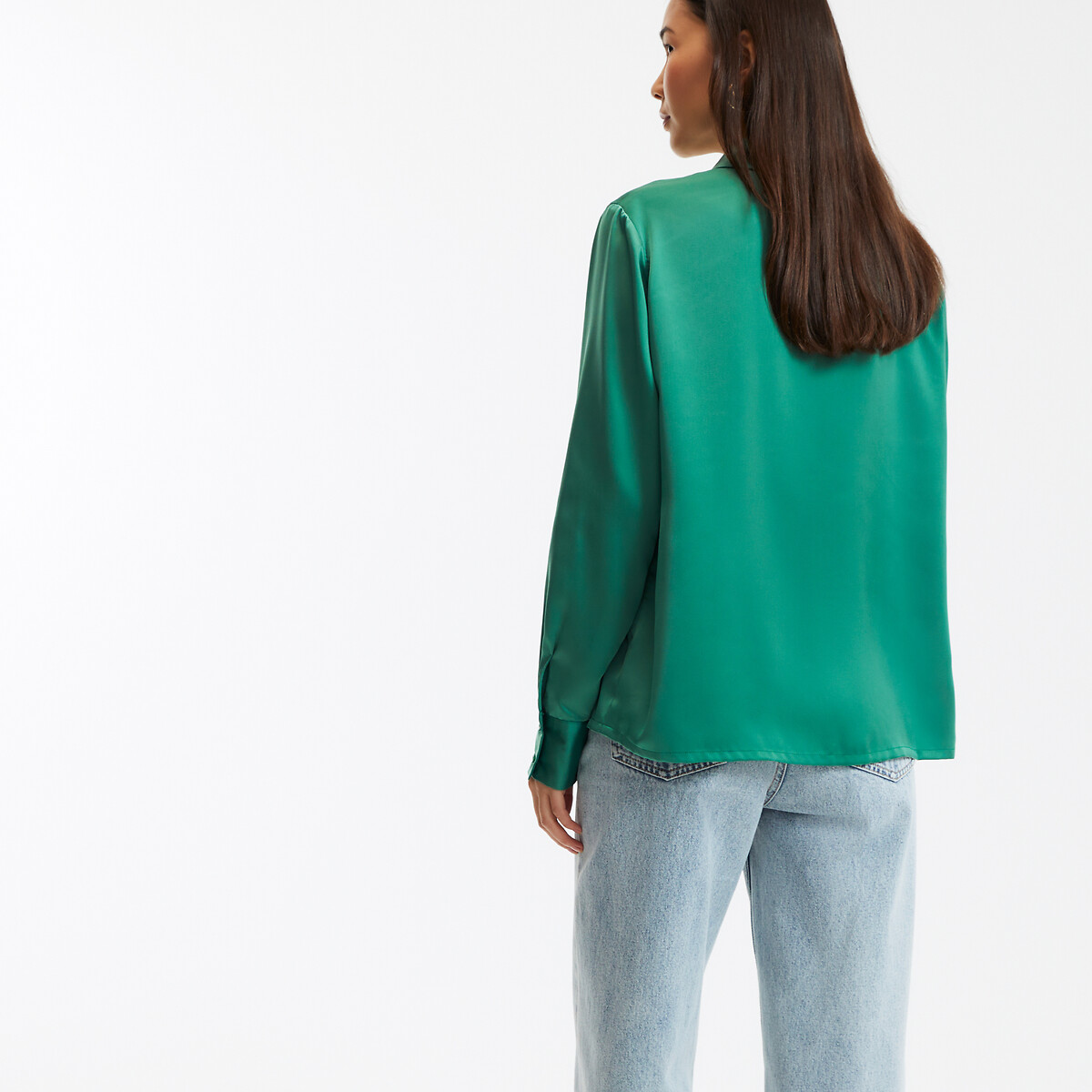 COLEÇÃO LA REDOUTE<br>Camisa fluida de cetim, mangas compridas