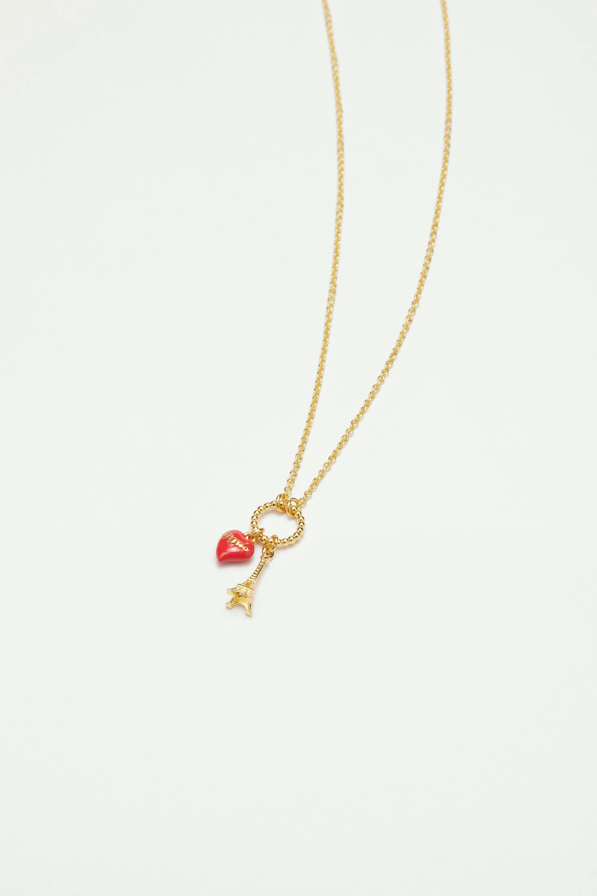 Collier pendentif charm's tour eiffel et coeur | Multicolore