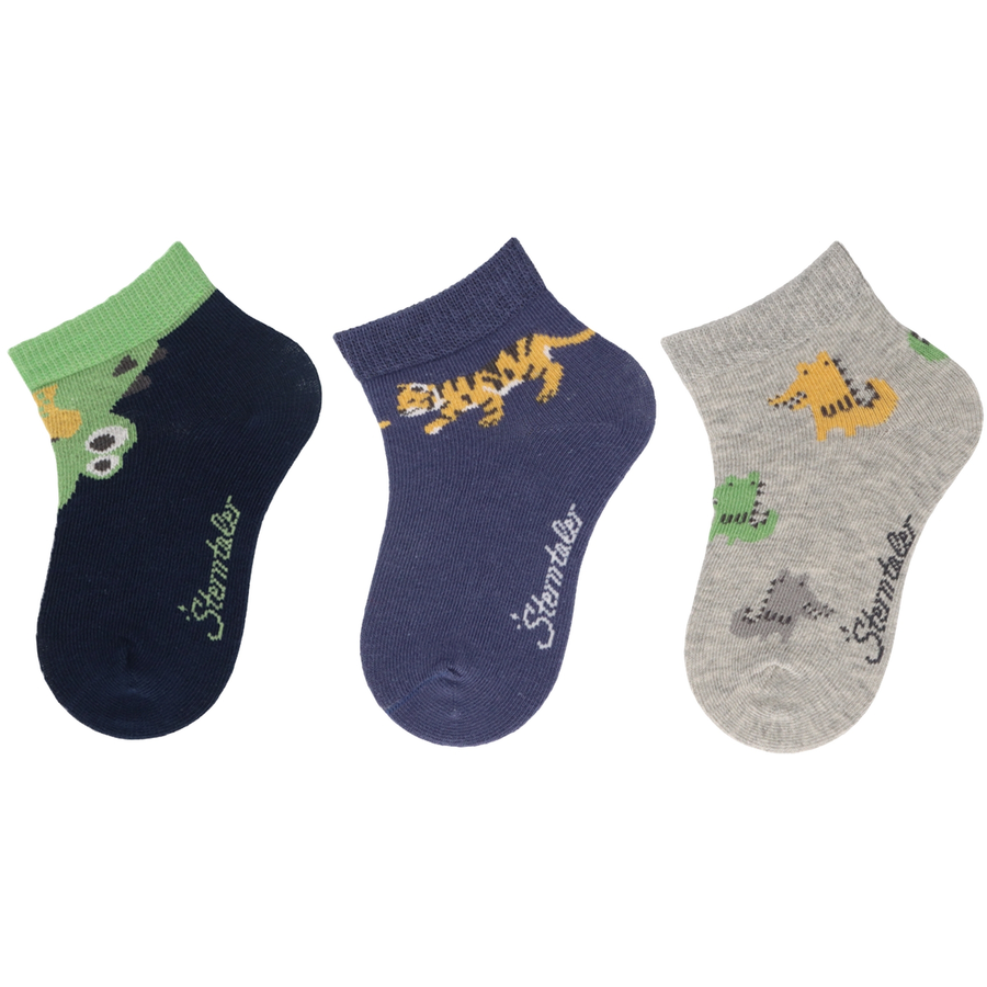 Sterntaler Kurz-Socken 3er-Pack Tiere marine