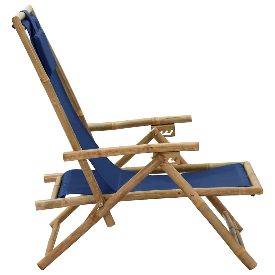vidaXL - Relaxstoel - Blauw - Bamboe en stof - Verstelbaar