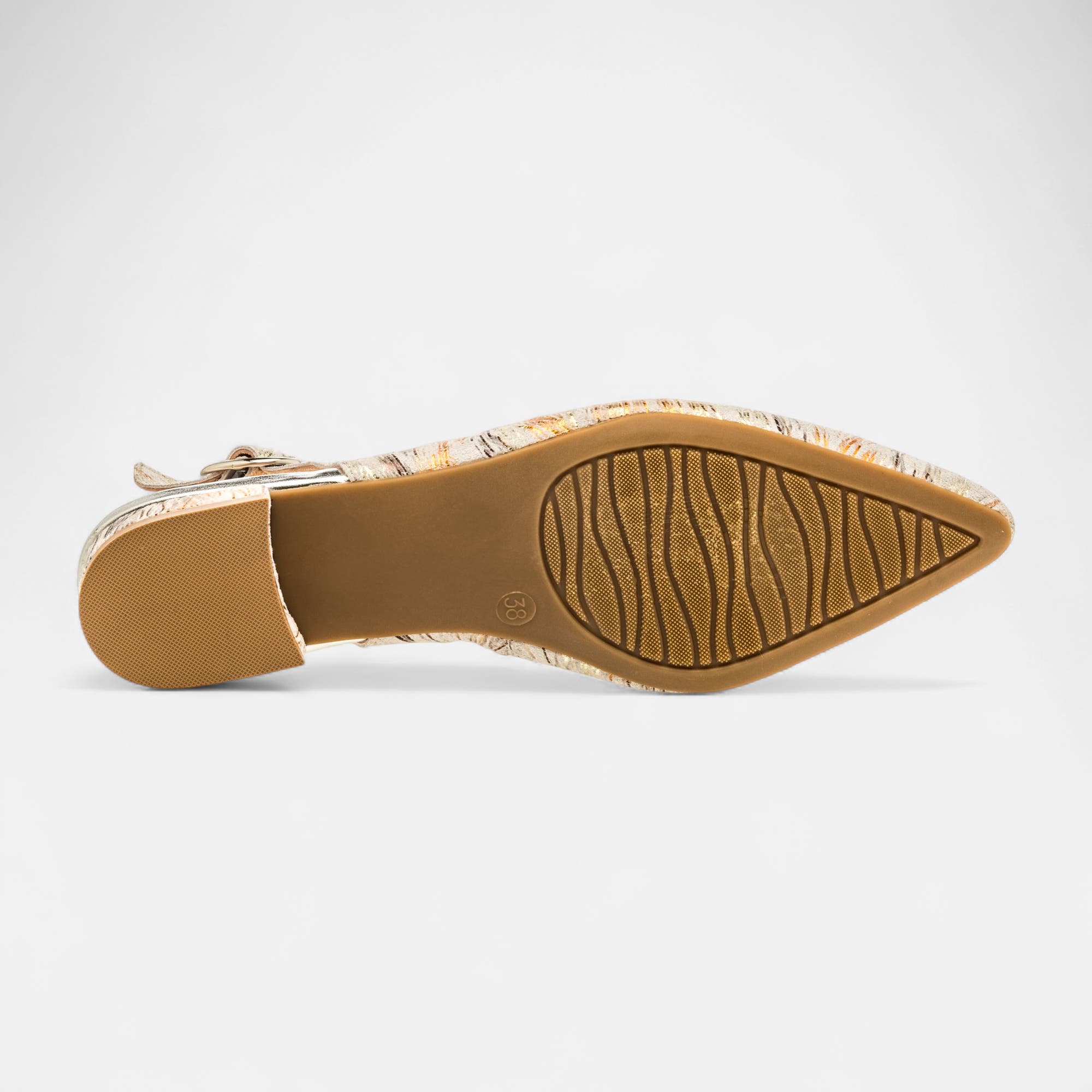 Escarpins avec bride arrière Femme en cuir beige