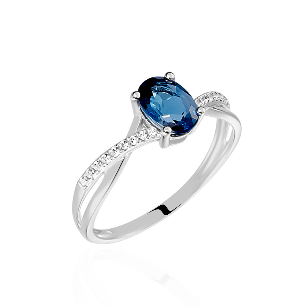 Bague Haissa Or Blanc Topaze Et Oxyde De Zirconium