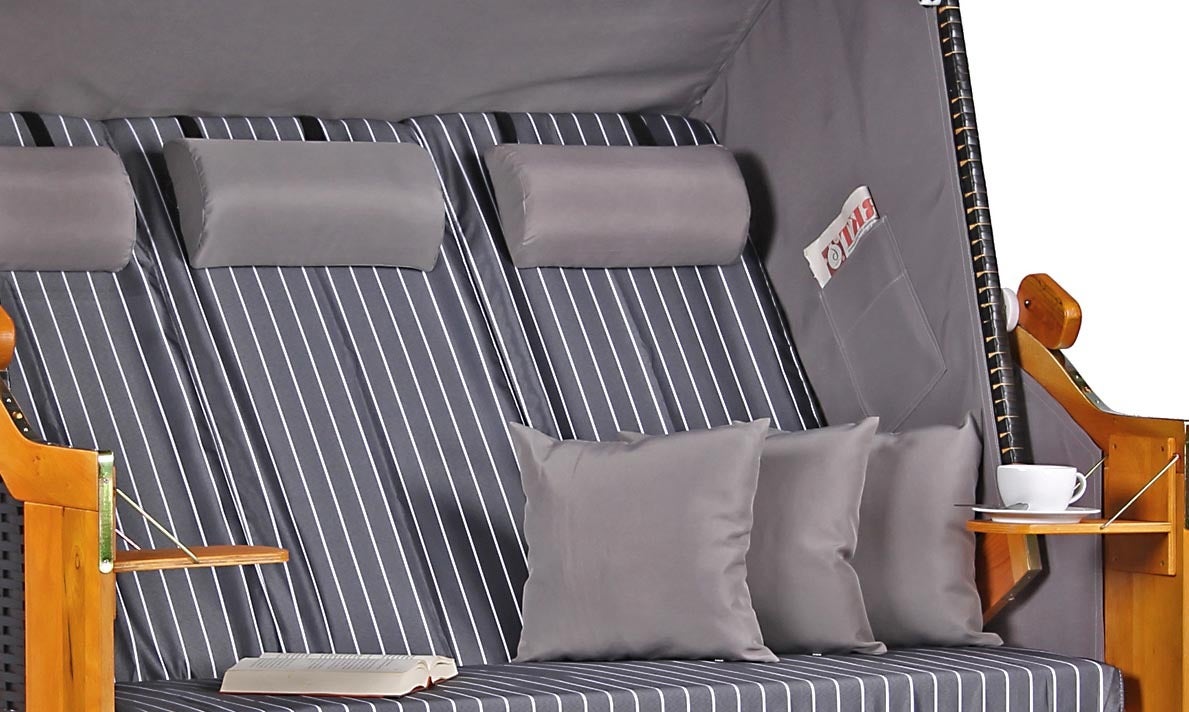 Baltische strandstoel, driezits, PE, zwart, Royal antraciet design