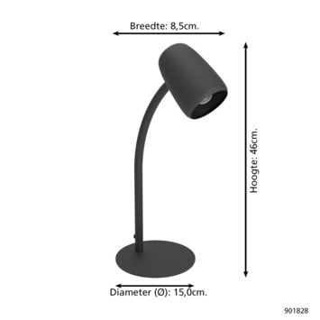 Eglo bureaulamp Carlo zwart