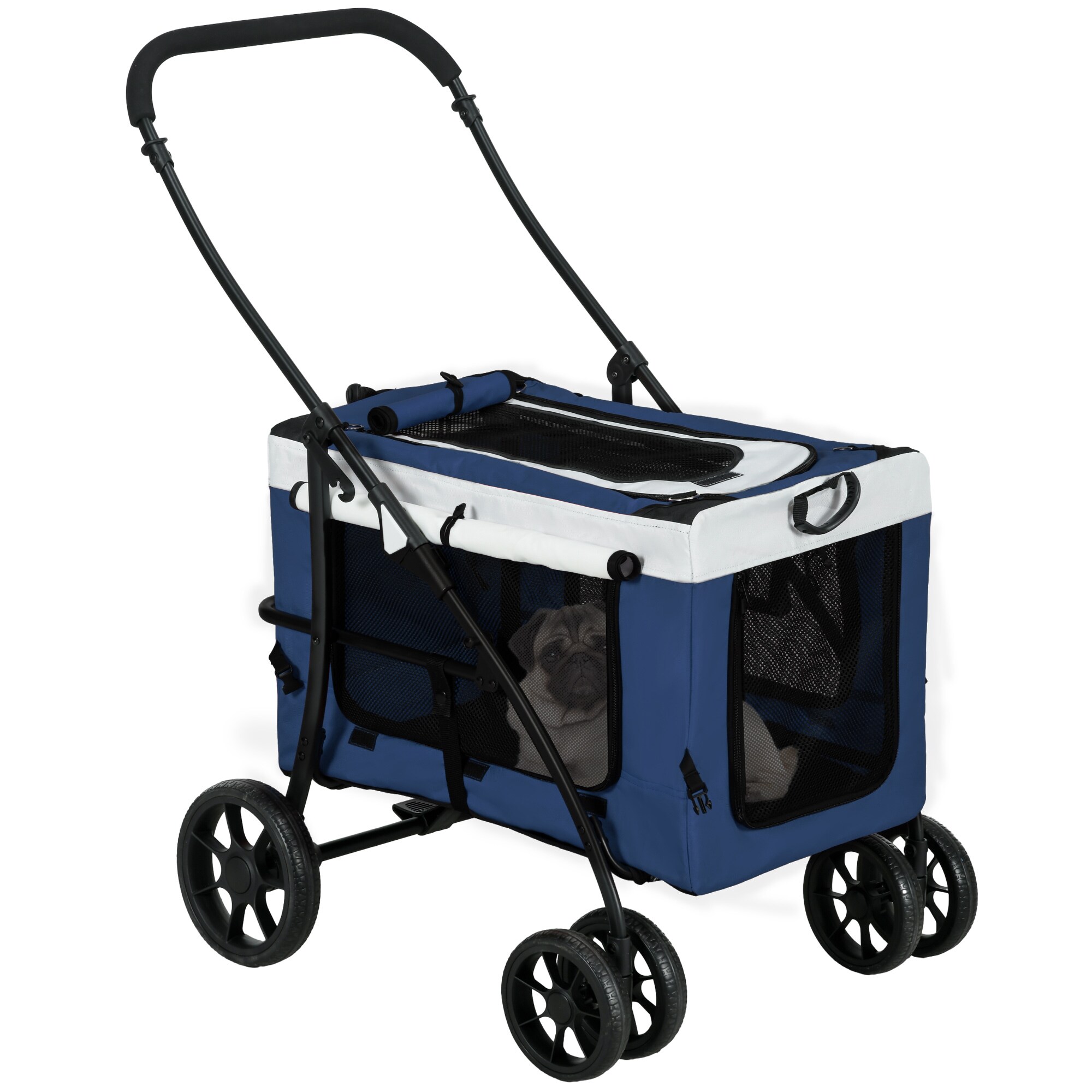 PawHut Hundebuggy mit Klappmechanismus blau 81L x 58B x 97,5H cm