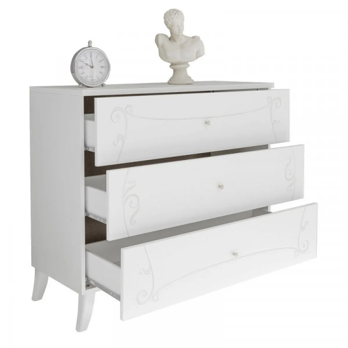 Dansmamaison Esmeralda Commode 3 Tiroirs Blanc