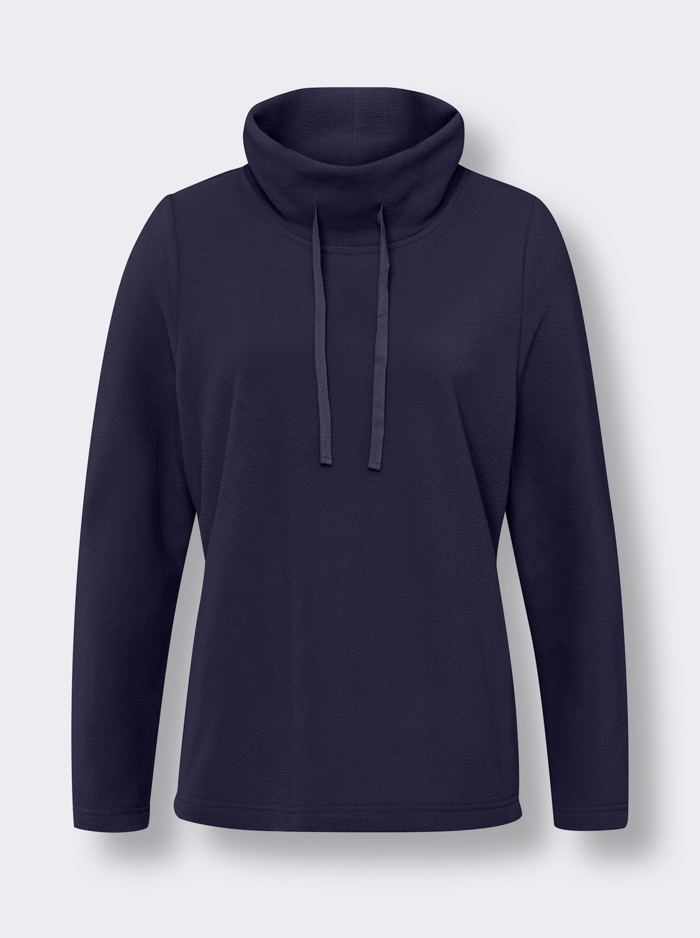 Fleeceshirt mit halsfernem Rollkragen