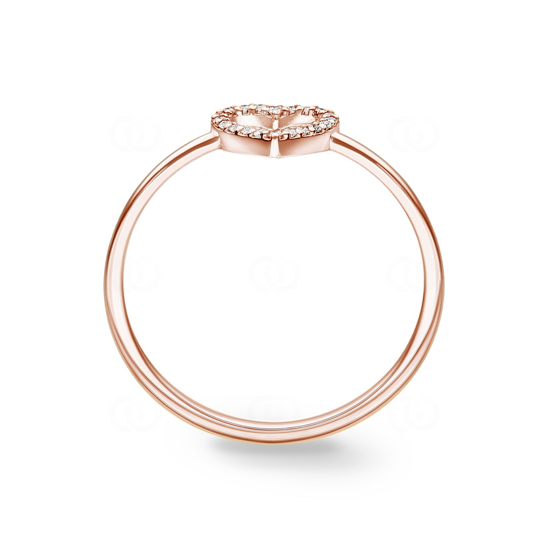 Damenring 750/18 K Roségold Herz mit Diamanten 0.05 ct H/si