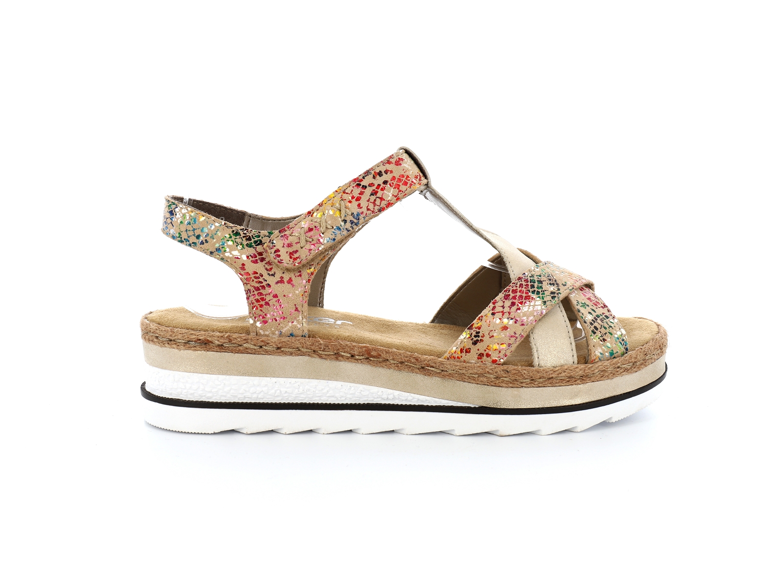 Rieker-V7919 Matières combinées Beige Or