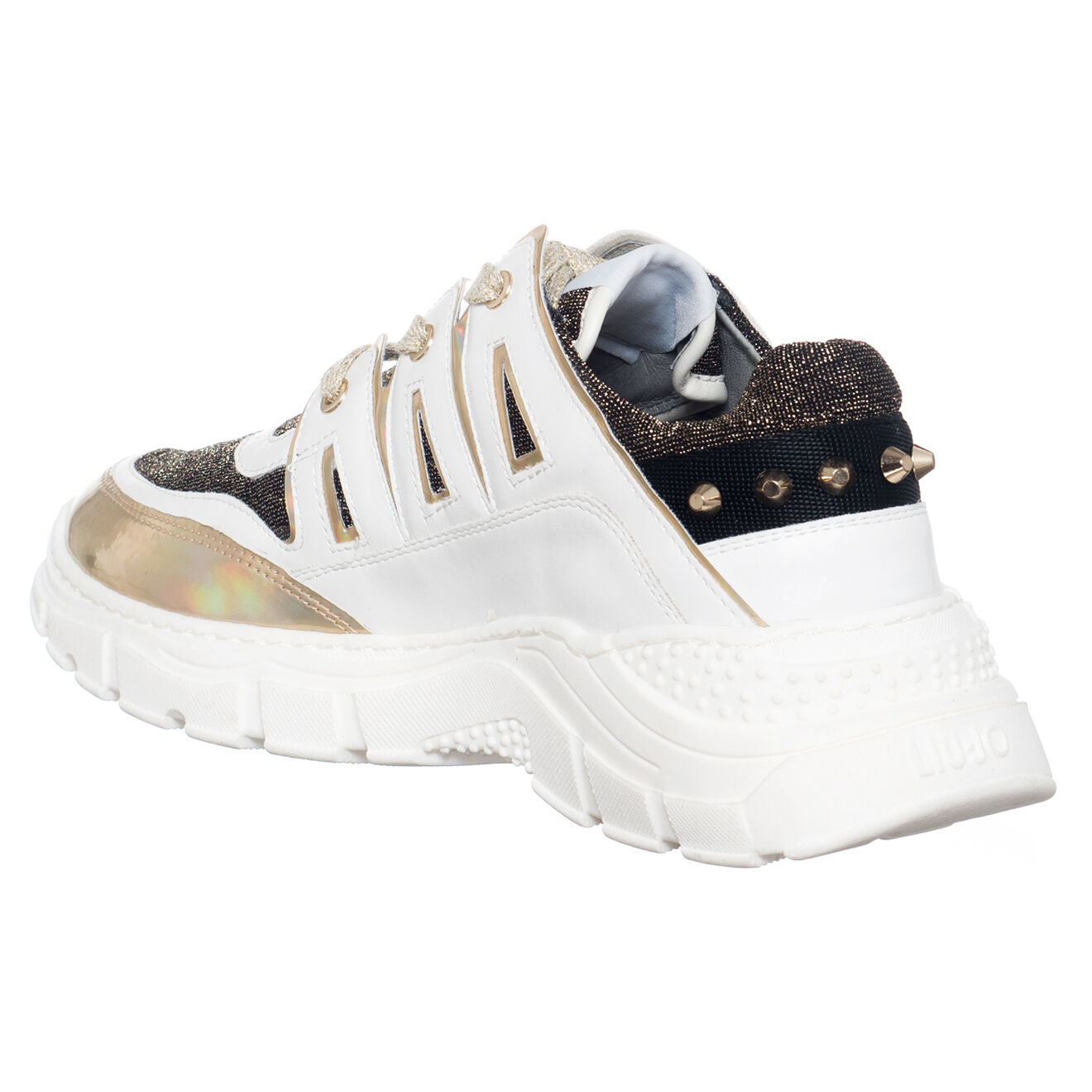 Liu-Jo Baskets en Cuir & Mesh Bon blanc/doré