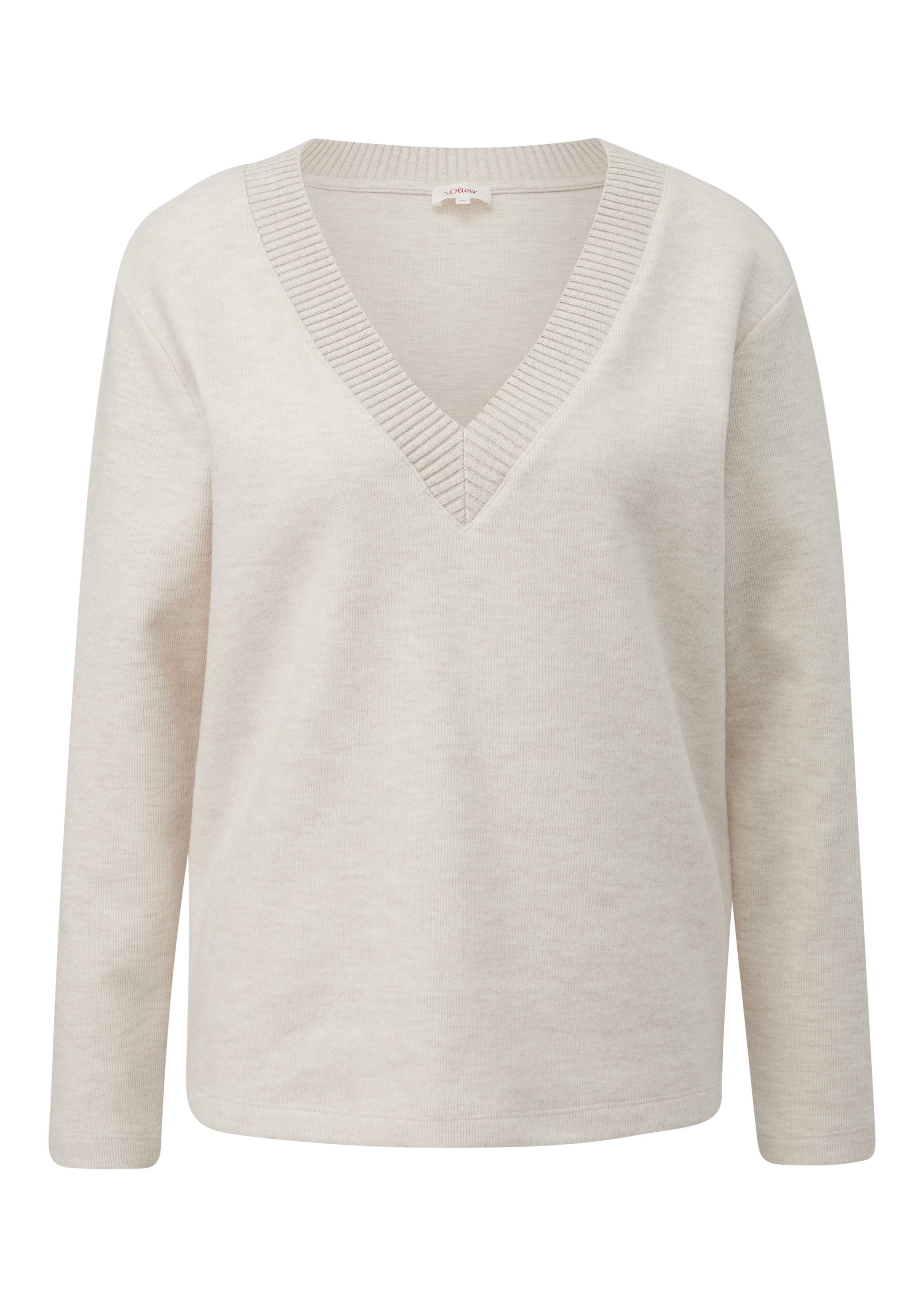 s.Oliver V-Ausschnitt-Pullover , in melierter Optik