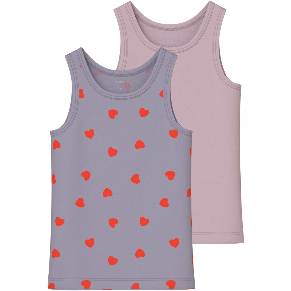 Køb Name It Lavender Gray Nmftank Top 2P Lavender Hearts Noos