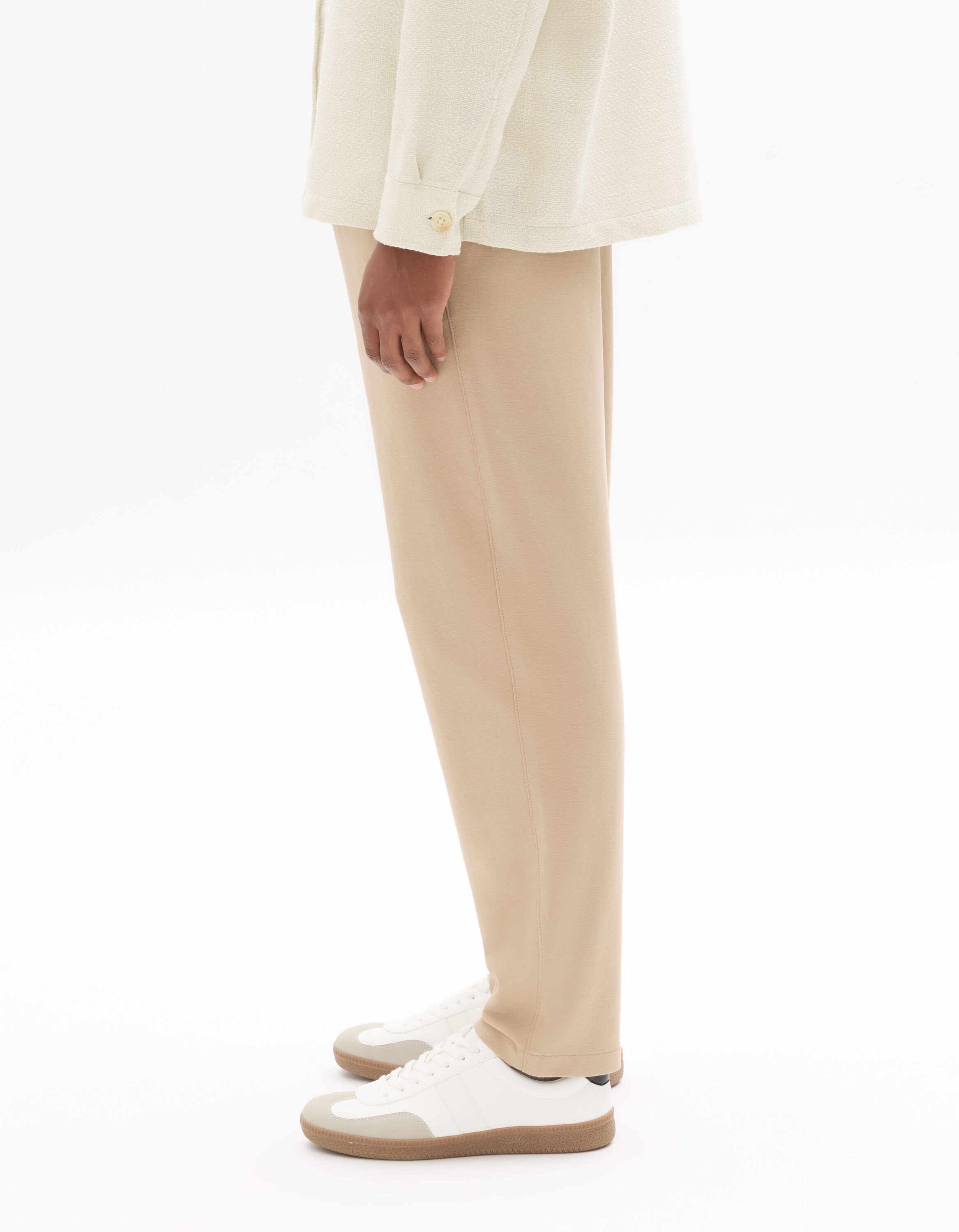 Pantalon chino slim en maille - beige