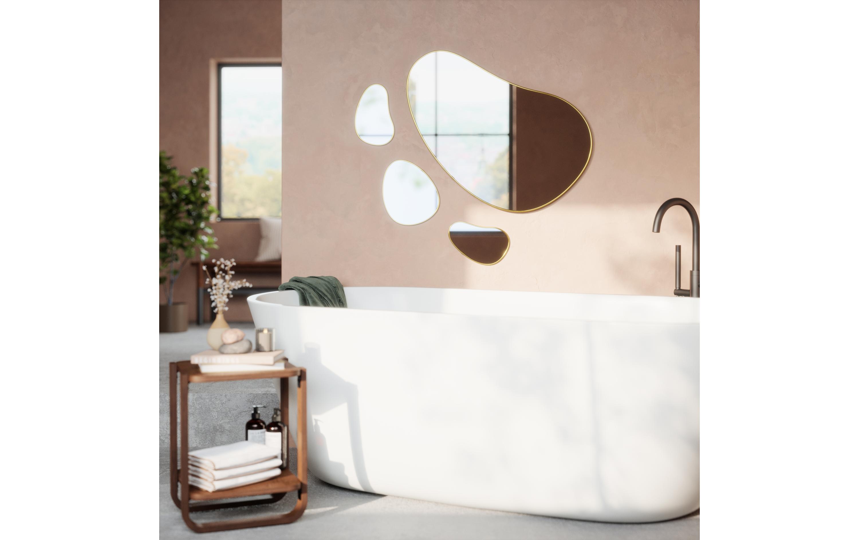 Spiegel Hubba Pebble 3er Set, GoldModernes Wandspiegel-Set