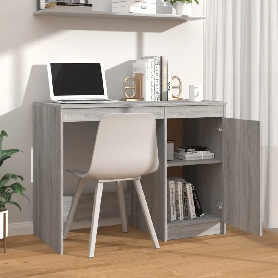 vidaXL - Bureau - Grijs - Bewerkt hout