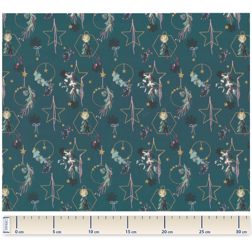 Tissu Coton Au Mètre Ex2450 Suspensions Étoilées Or Bleu