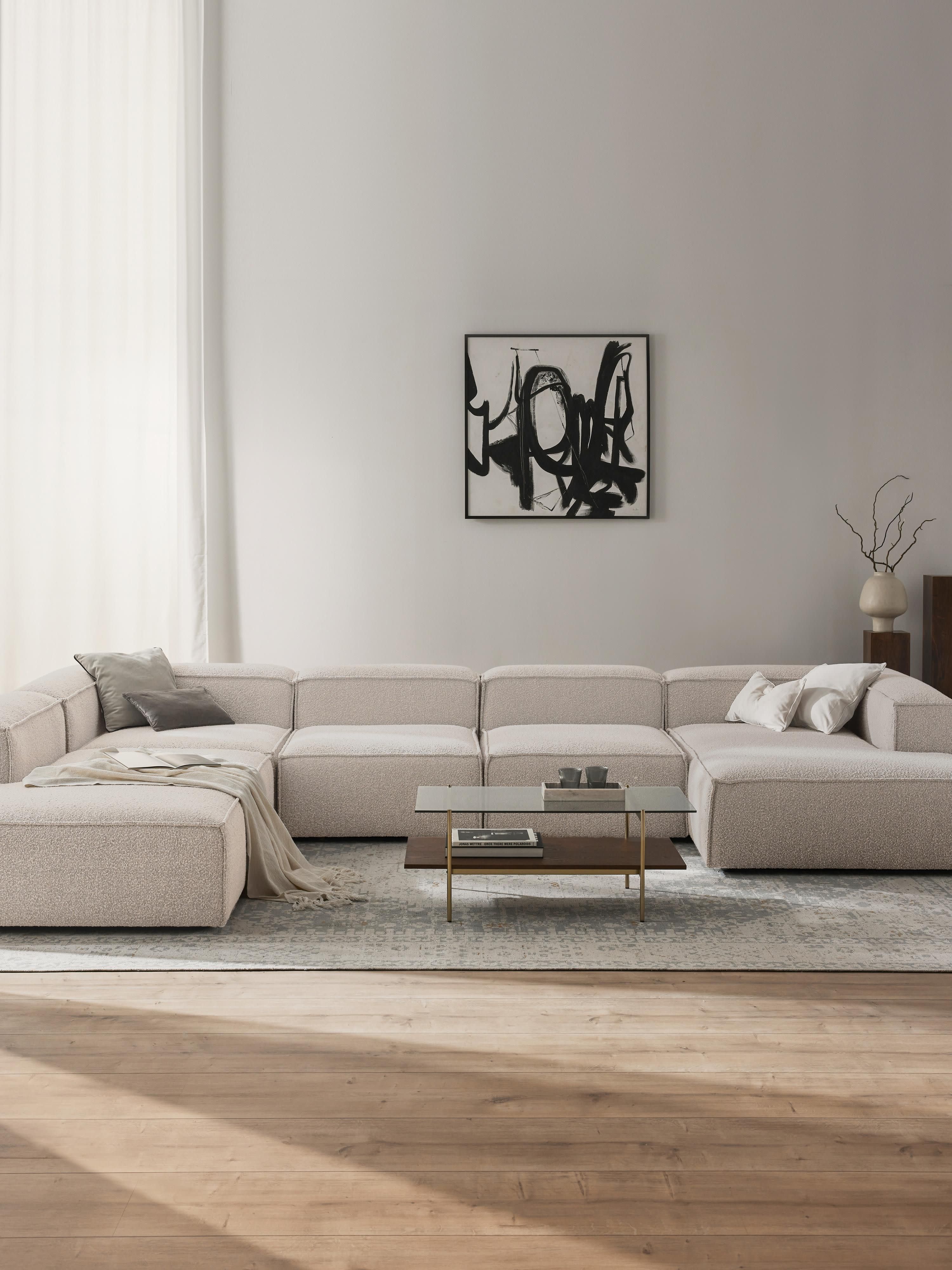 Modulaire U-bank Lennon uit bouclé