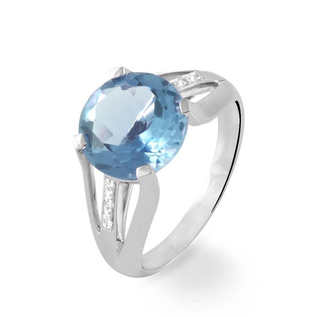 Bague Cecile Or Blanc Topaze Et Diamant