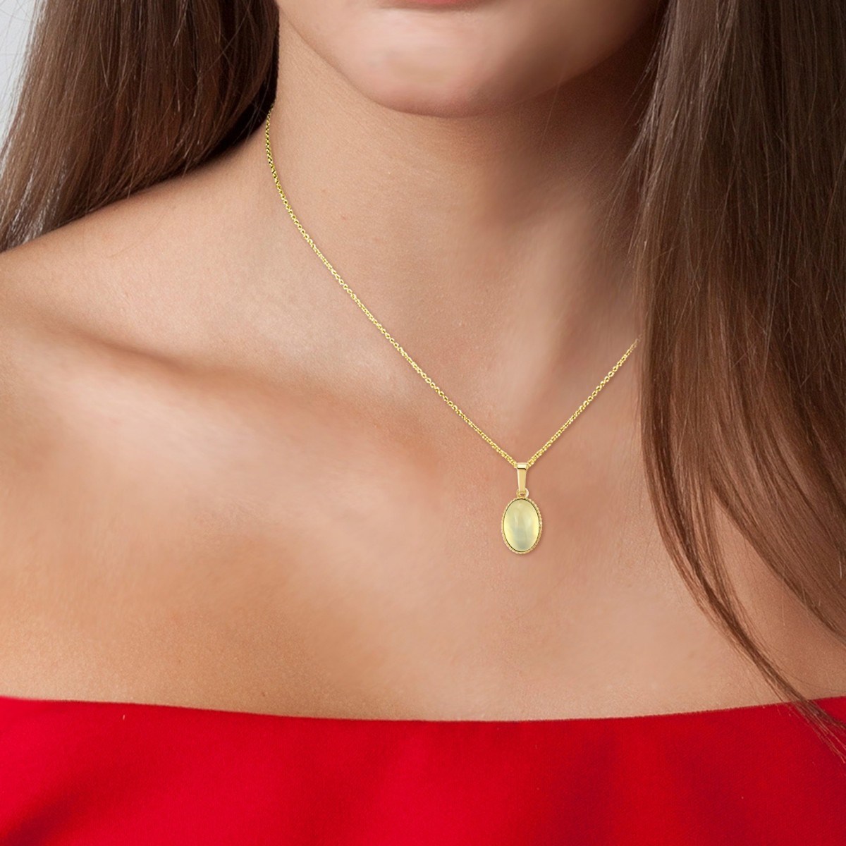 Collier SC Bohème orné d'un onyx blanc en Métal rhodié Finement doré
