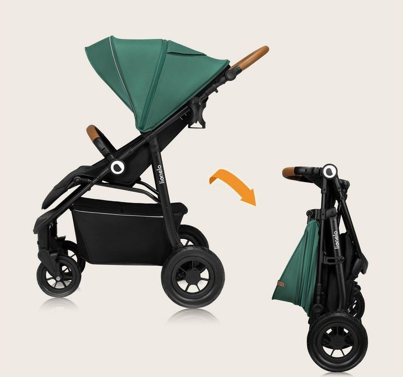 Lionelo Natt - Kinderwagen - Zwart - Verstelbare Rugleuning & Handgreep - XXL Luifel met UPF50+
