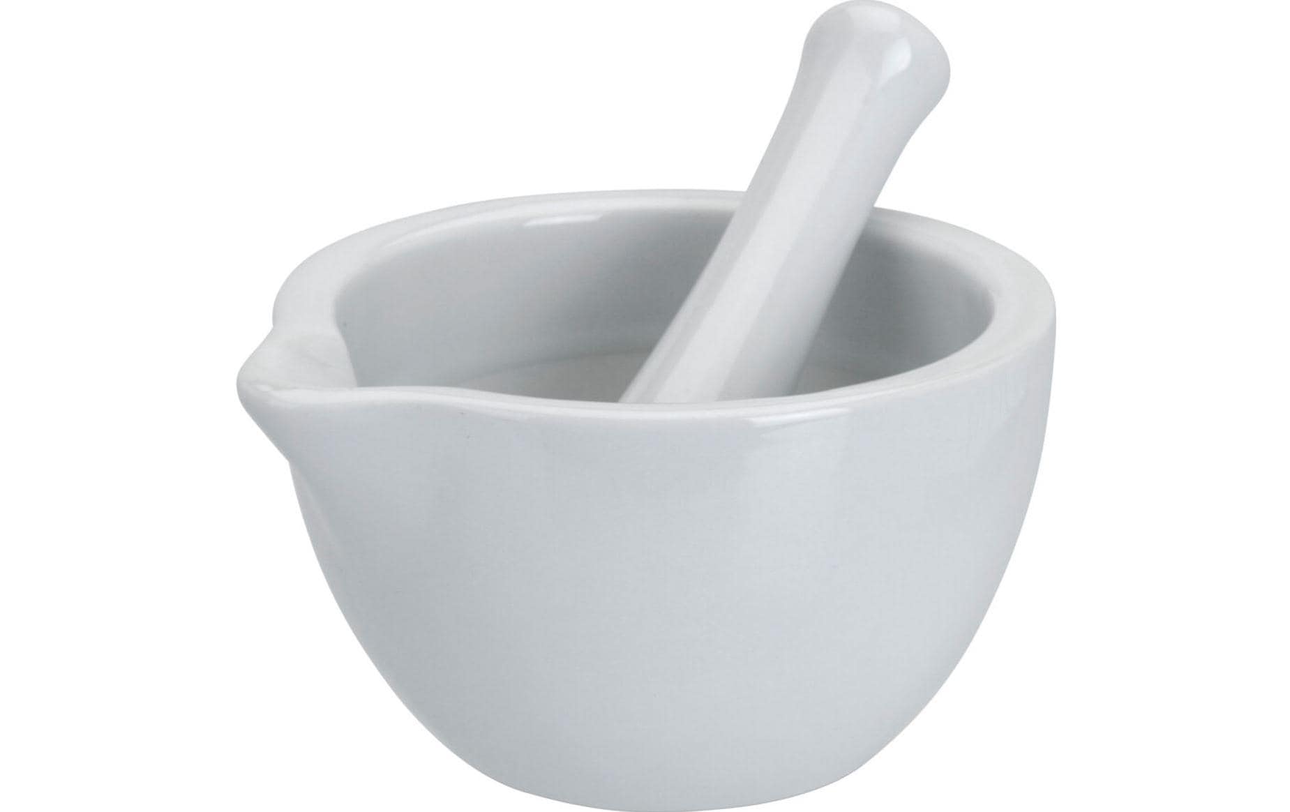 Mörser mit Stössel 10 cm, PorzellanStampfer aus Porzellan