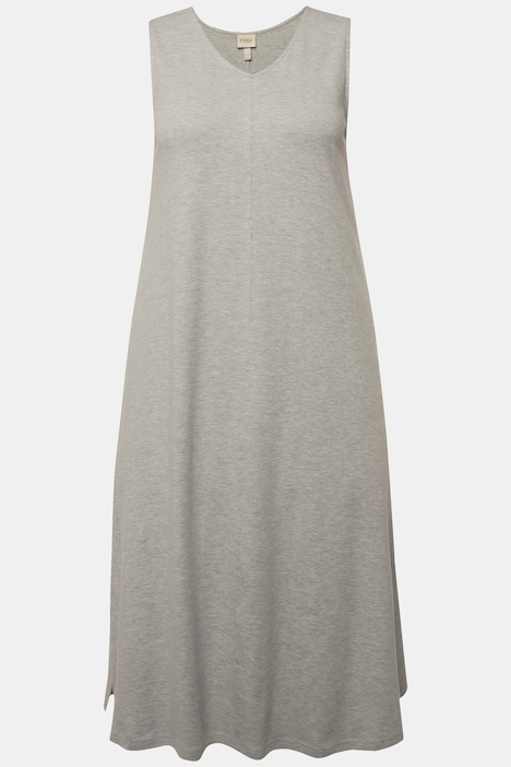 Jersey-Midikleid, V-Ausschnitt, ärmellos, Biobaumwolle