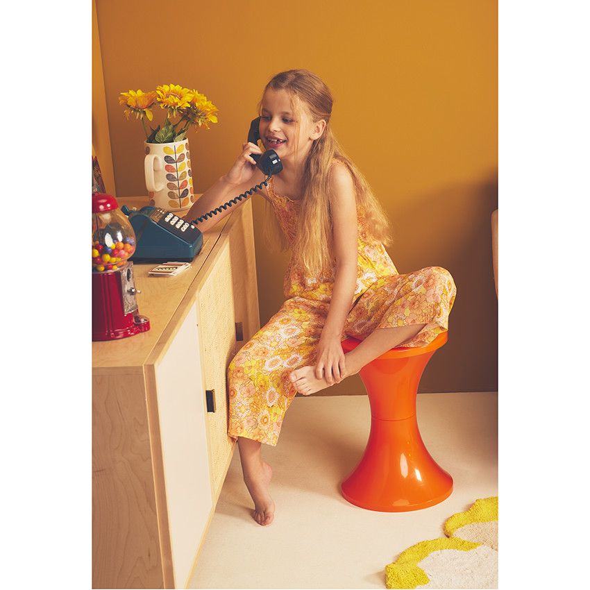 Combinaison longue à smocks imprimé fleurs retro pour fille - Jaune