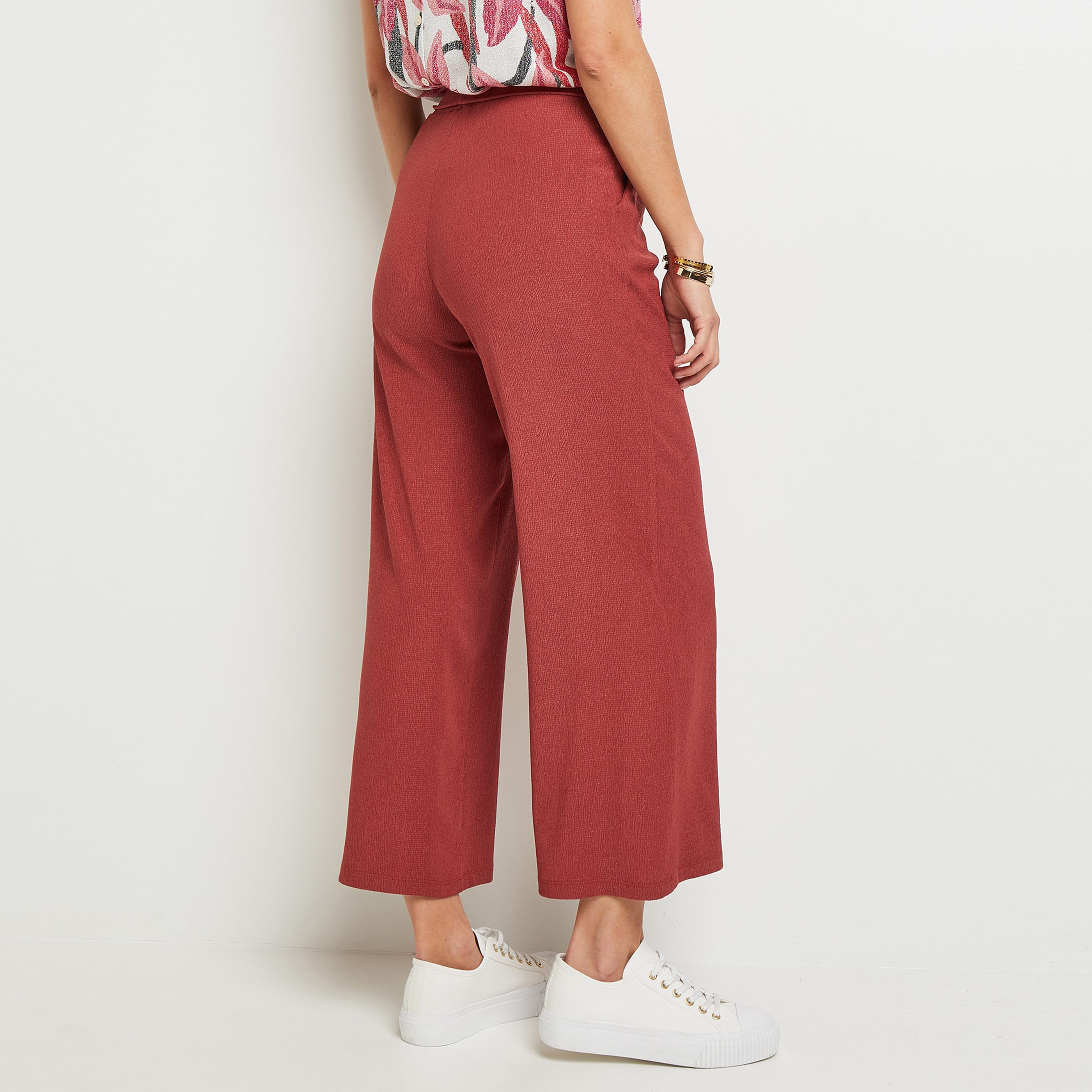 Pantalon raccourci fluide femme - TERRACOTTA