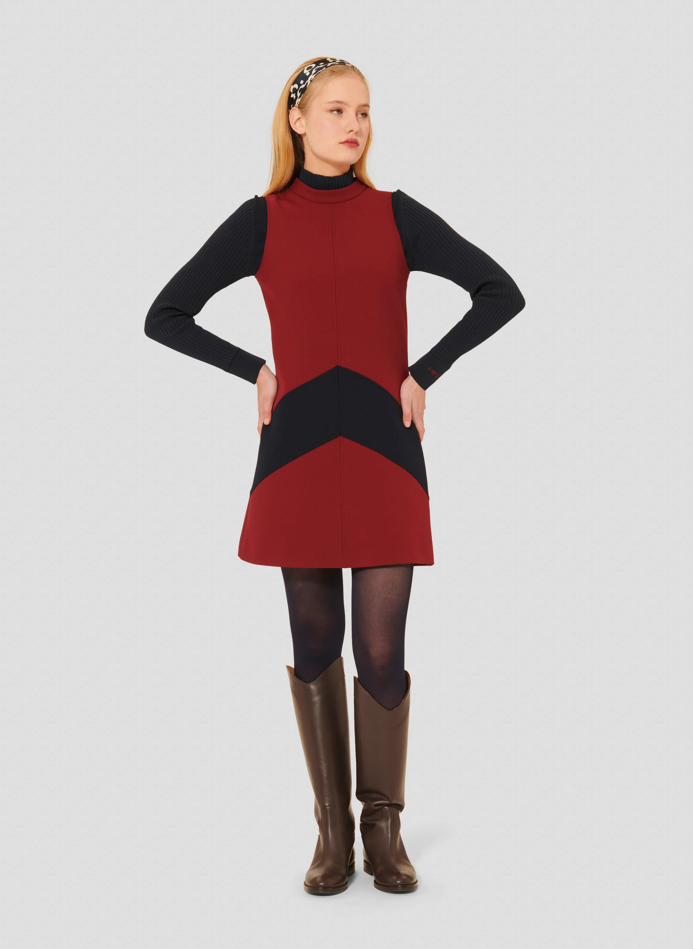 RESPECT - Robe courte trapèze imprimée| Rouge