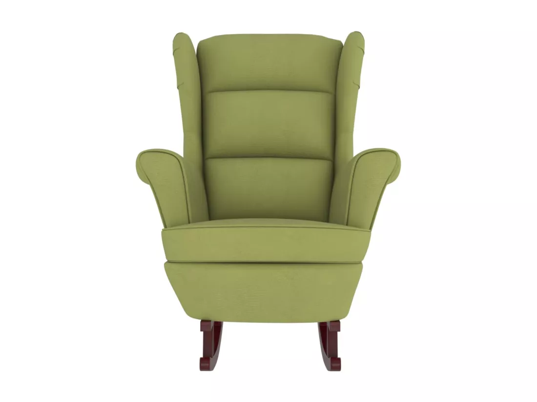 Fauteuil à bascule et pieds en bois d'hévéa Vert clair Velours