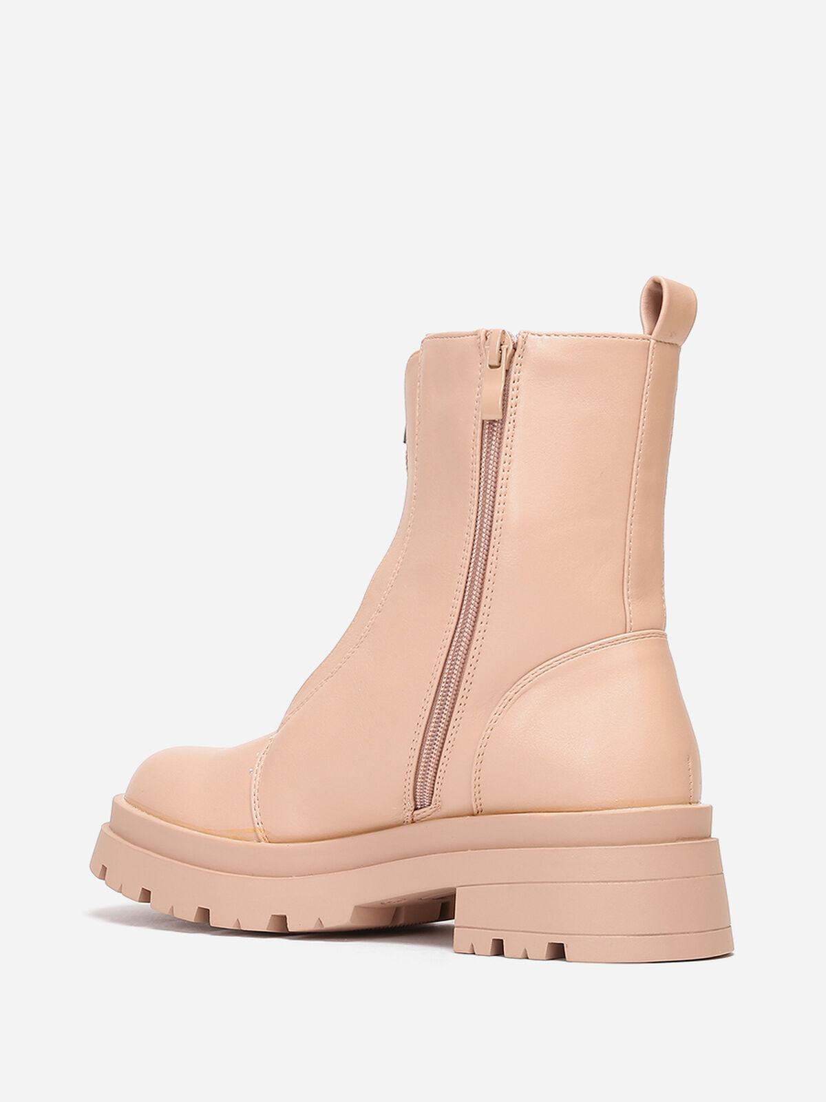 Bottines zippées à plateforme crantée- Naturel