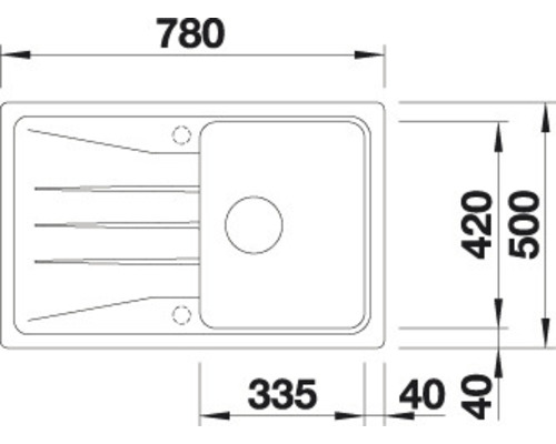 Blanco SONA 45 S spoelbak, 780 x 500 mm, antraciet, 519662