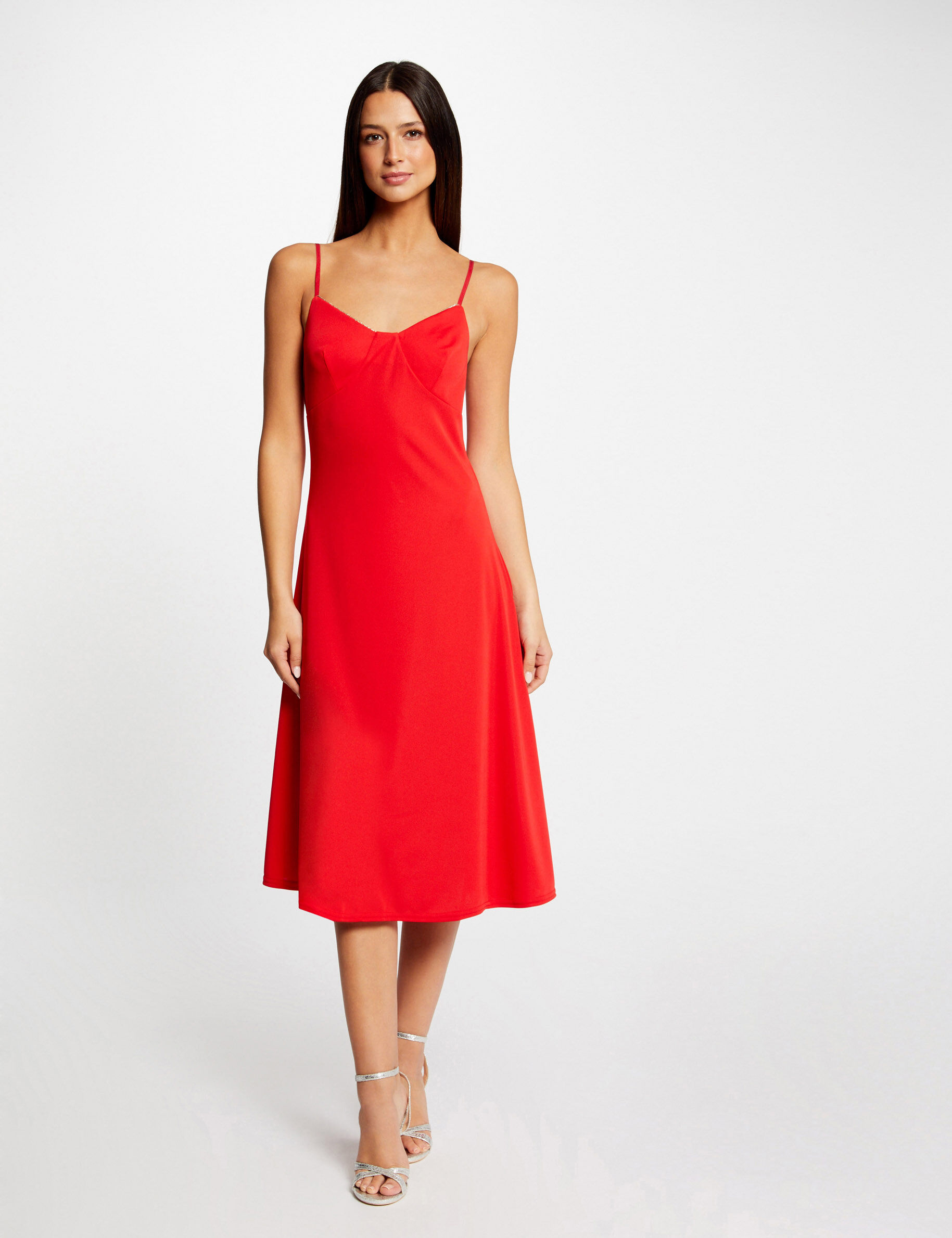 Robe trapèze fluide à bretelles rouge femme - rouge