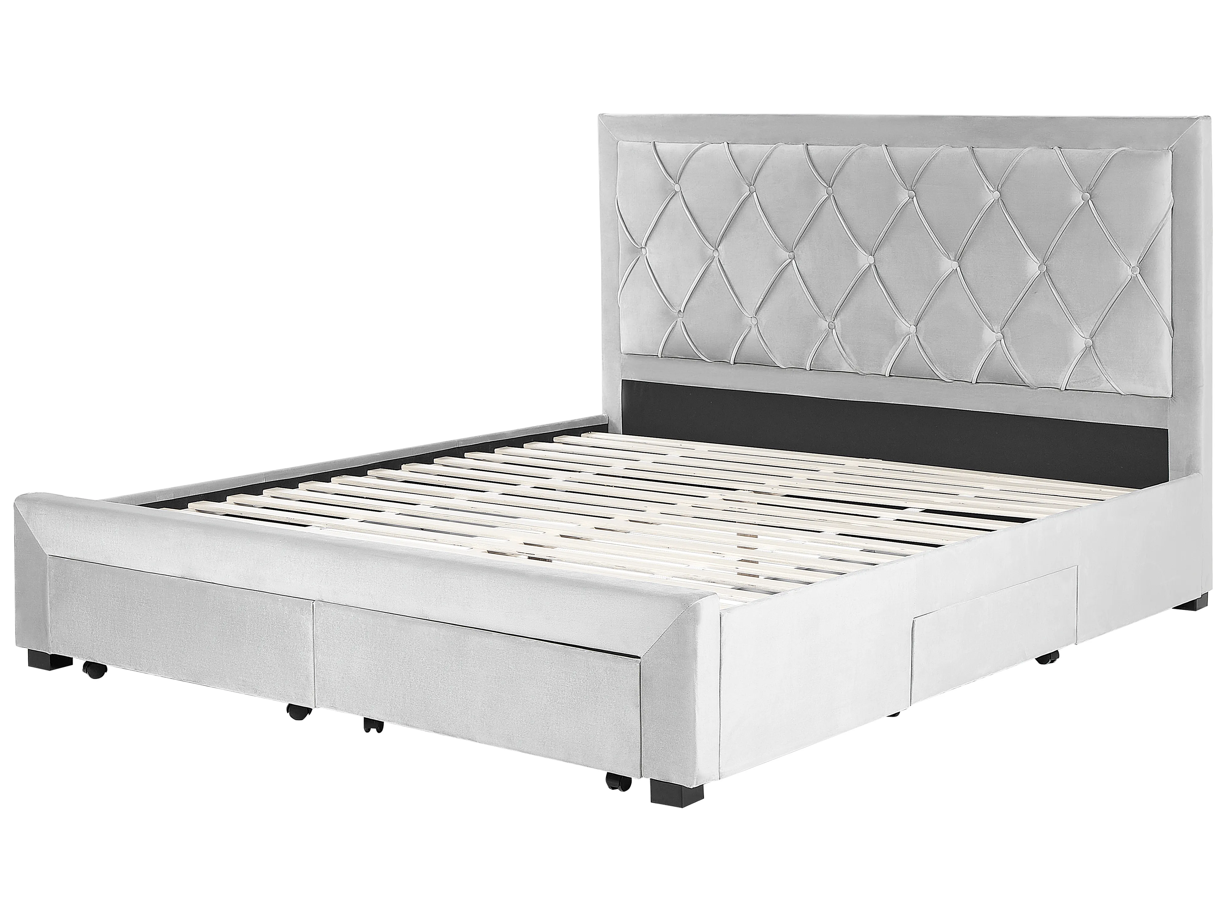 Bed met opbergladen Fluweel LIEVIN 180 x 200 cm Lichtgrijs