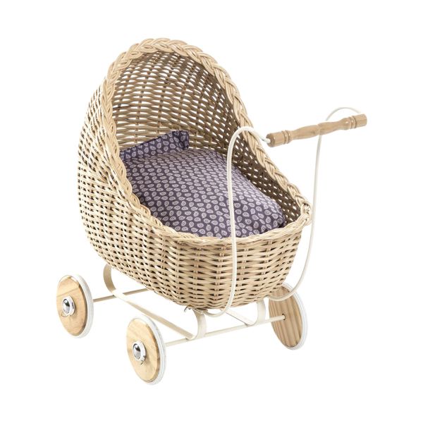 Smallstuff Rieten Poppenwagen Powder