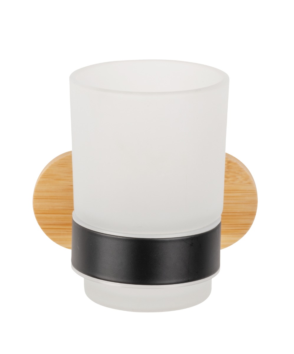 Wenko Orea Turbo-Loc Bamboo tandenborstelbeker zwart mat