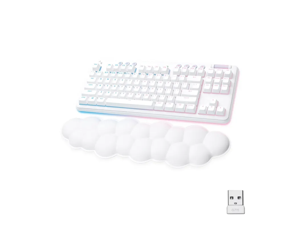 Logitech® | G715 - Tastatur - tenkeyless - bagbelyst - Bluetooth, LIGHTSPEED - layout: Nordisk - tastkontakt: Tactile - hvid