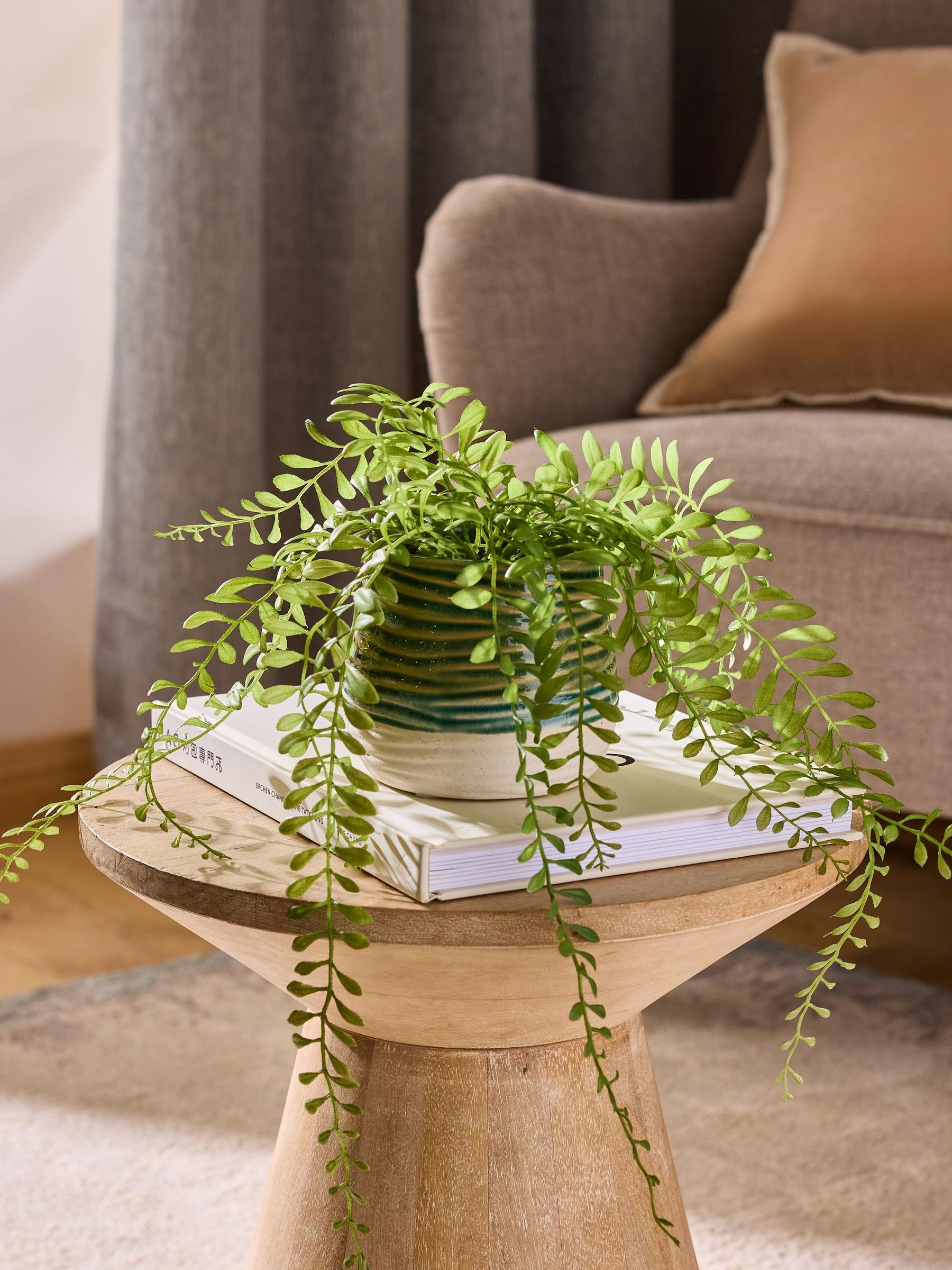 Kunsthangplant in reactieve keramische pot