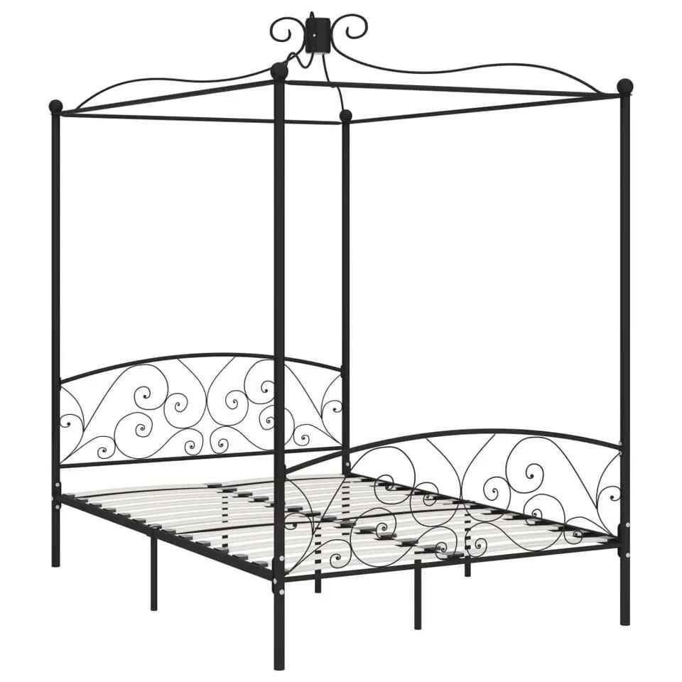 vidaXL - Hemelbed met verfijnd ontwerp - Zwart - Metaal - 120x200 cm