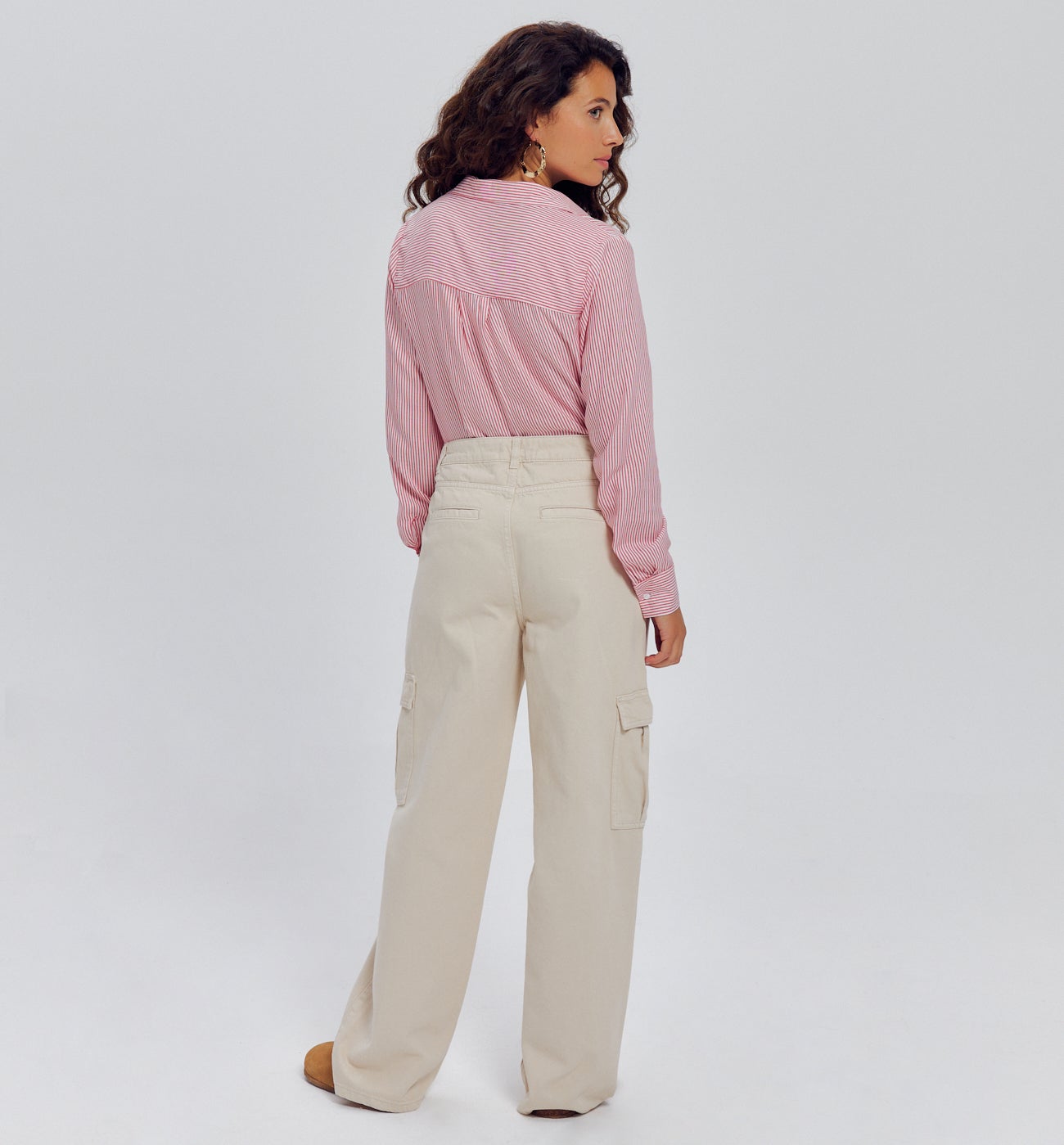 Pantalon cargo en toile Femme - Beige