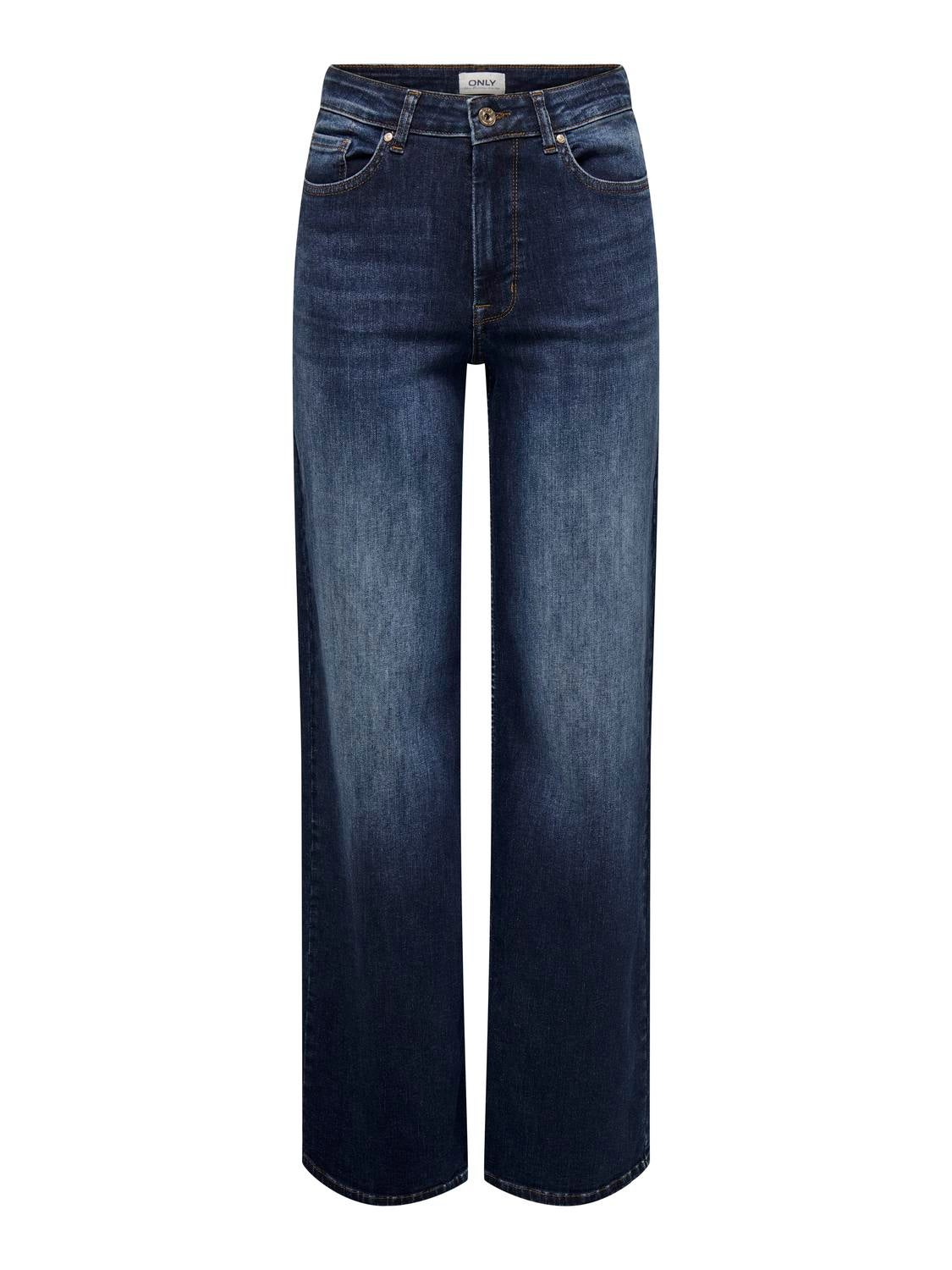 ONLMADISON Hohe Taille Weiter Beinschnitt Jeans Dark Blue Denim