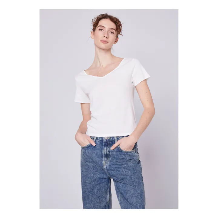 American Vintage T-shirt Col V Aksun | Blanc