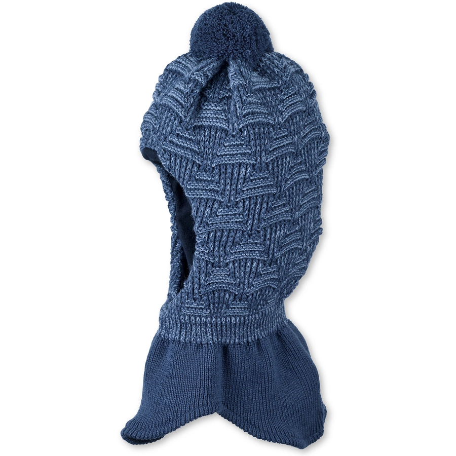 Sterntaler Schal-Strickmütze Raute mittelblau