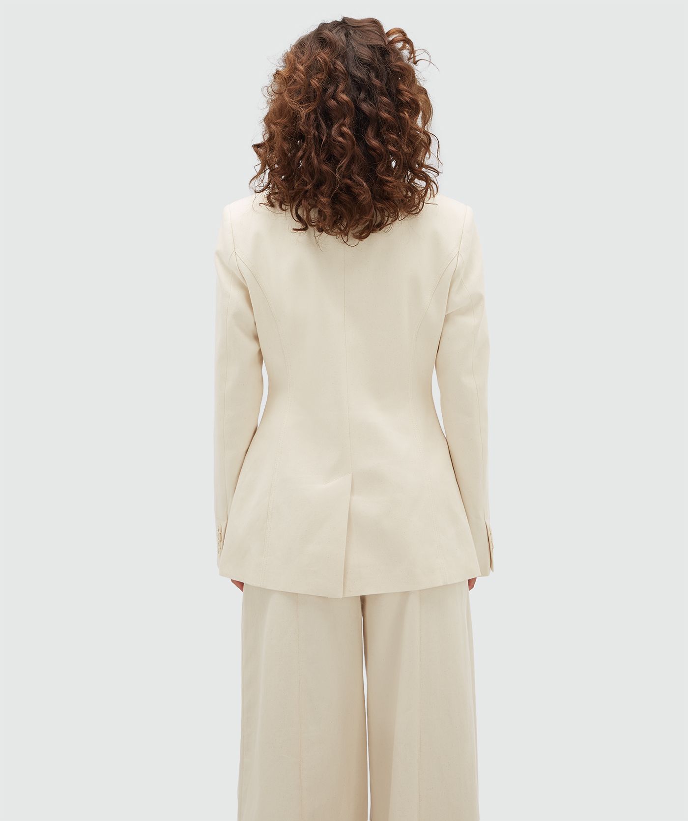 JV-YACIN fitted twill blazer  - ecru