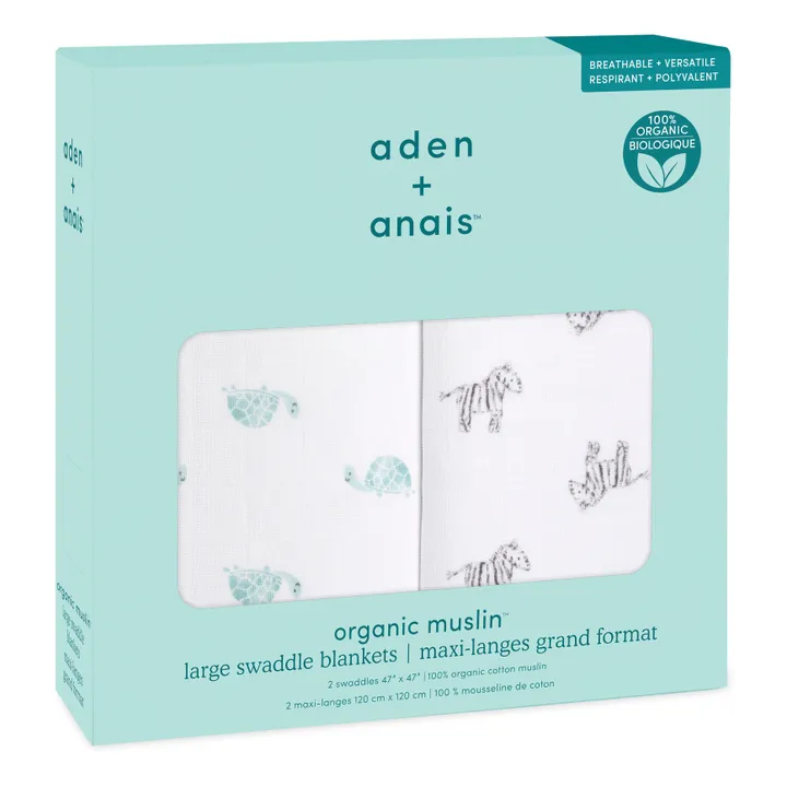 aden + anais Maxi-langes Animal Kingdom en coton bio- Pack de 2