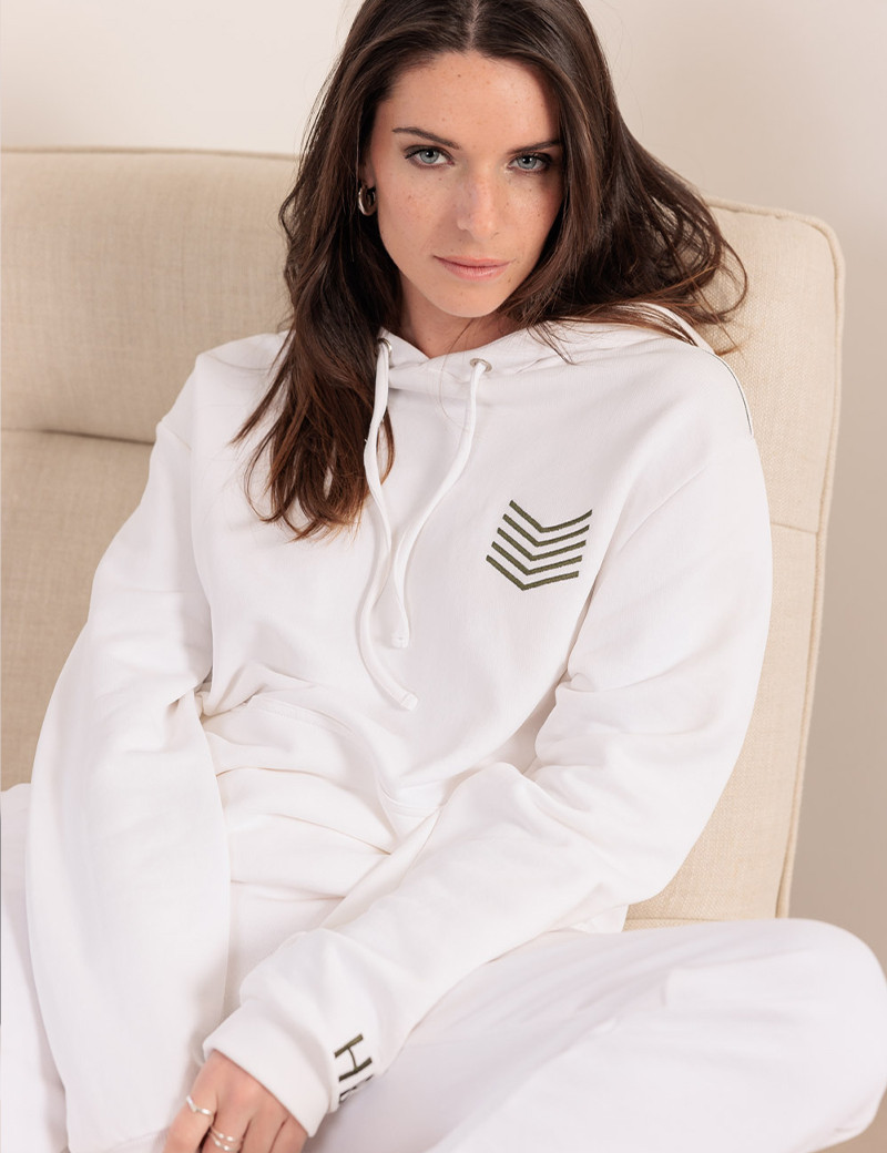 HBT COTTON | FABIO SWEAT CAPUCHE MIXTE BLANC